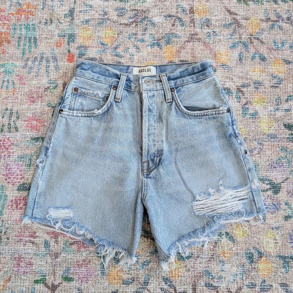 Agolde Riley High Rise Denim Short - Picture 1 of 7